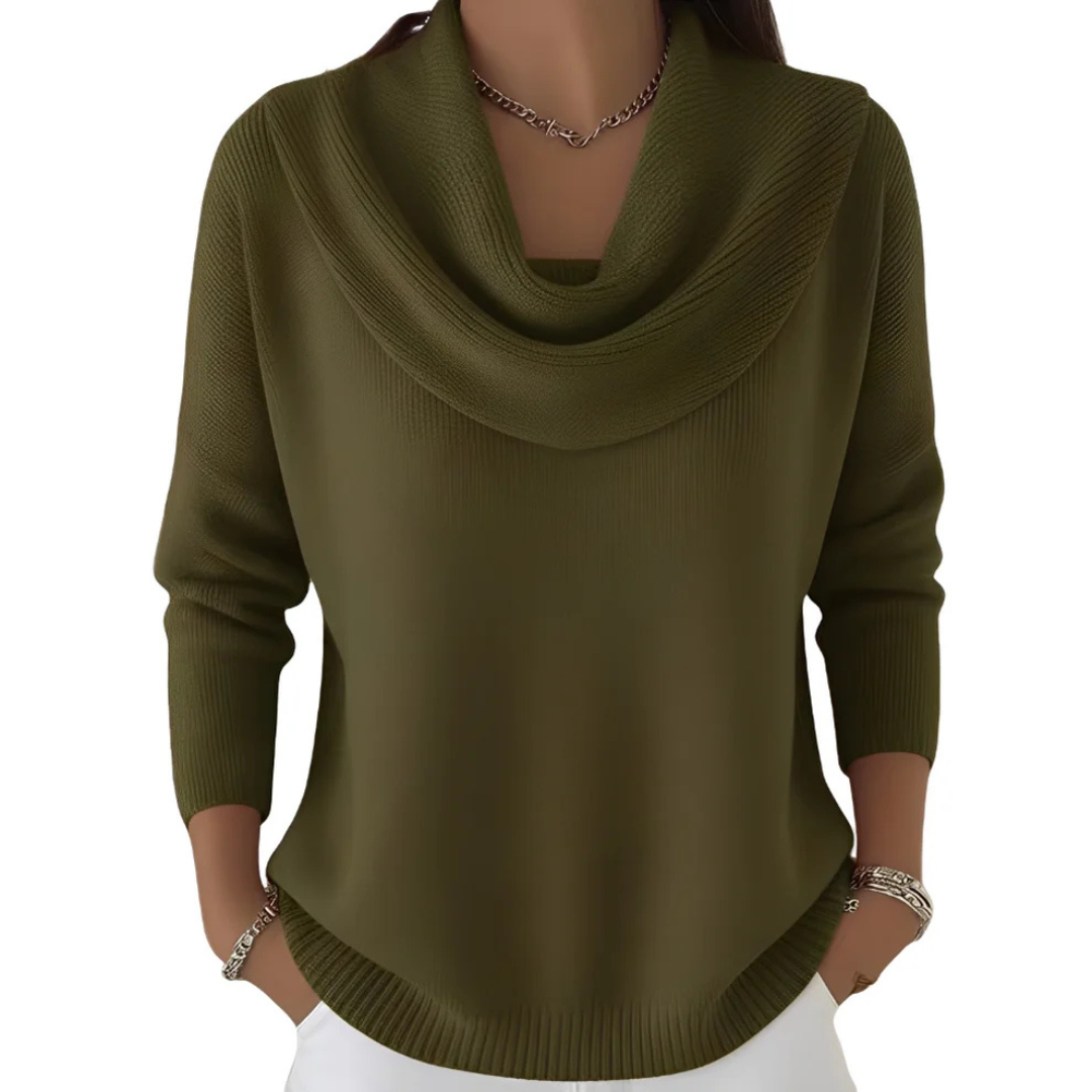 Marva - Elegancki sweter z szerokim kołnierzem