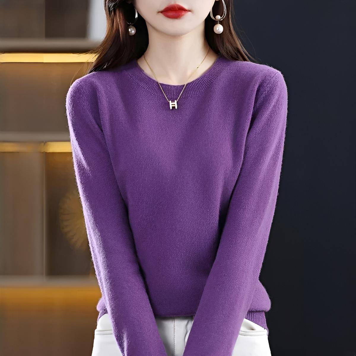 Shynna - Elegancki i miękki sweter z okrągłym dekoltem