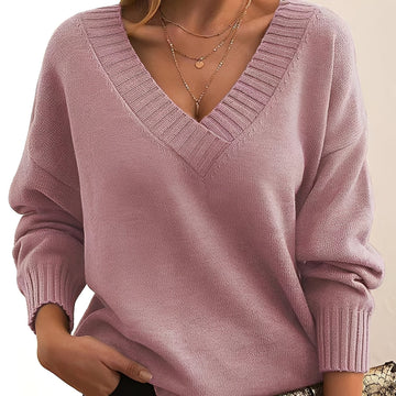 Mollie - Ciepły i elegancki sweter z dekoltem w serek