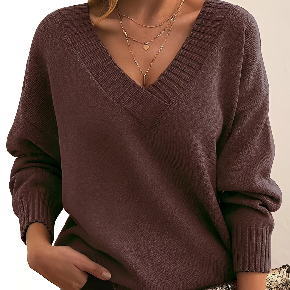 Mollie - Ciepły i elegancki sweter z dekoltem w serek
