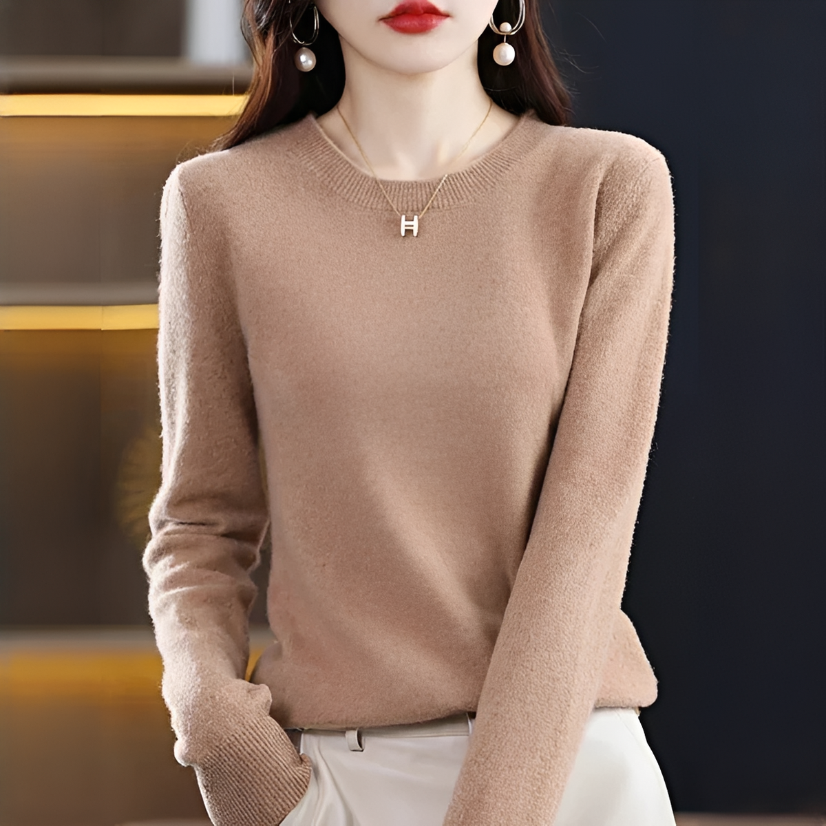 Shynna - Elegancki i miękki sweter z okrągłym dekoltem
