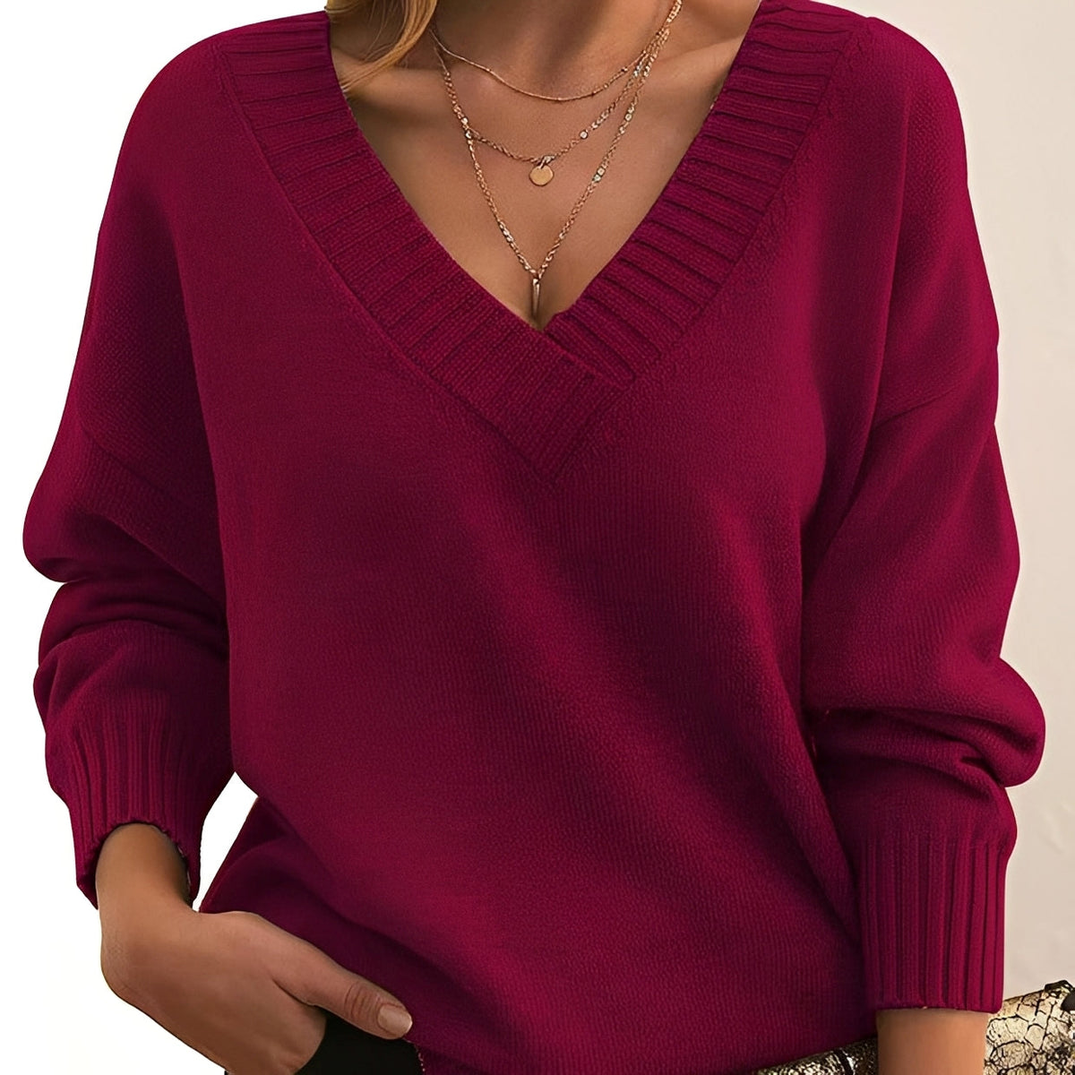 Mollie - Ciepły i elegancki sweter z dekoltem w serek