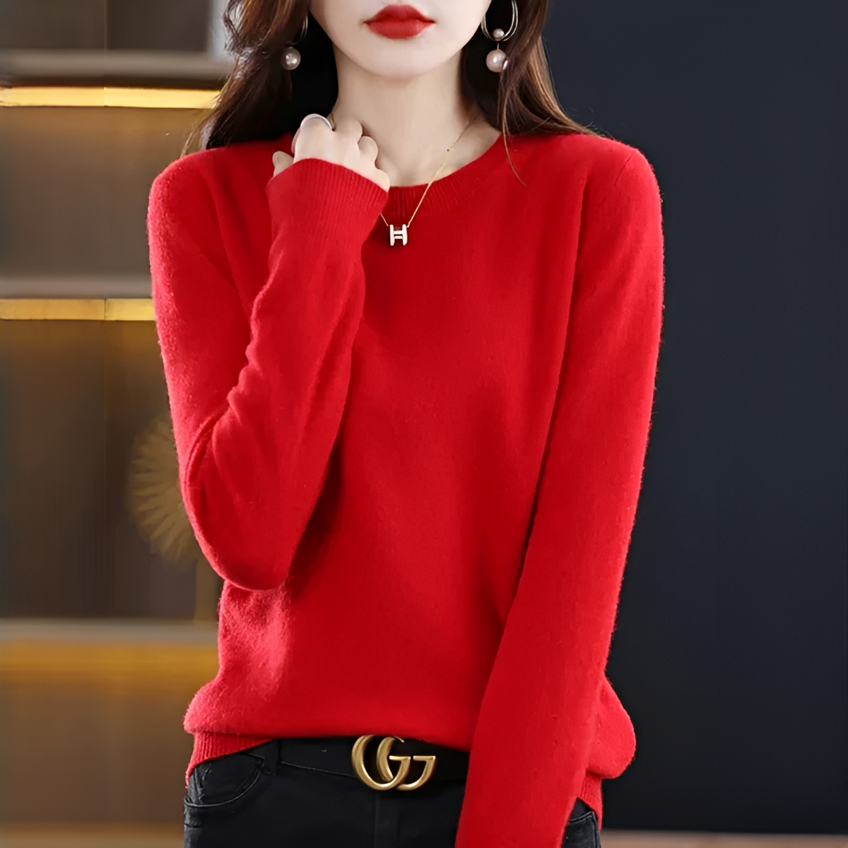 Shynna - Elegancki i miękki sweter z okrągłym dekoltem
