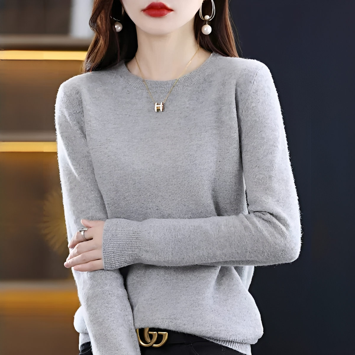 Shynna - Elegancki i miękki sweter z okrągłym dekoltem