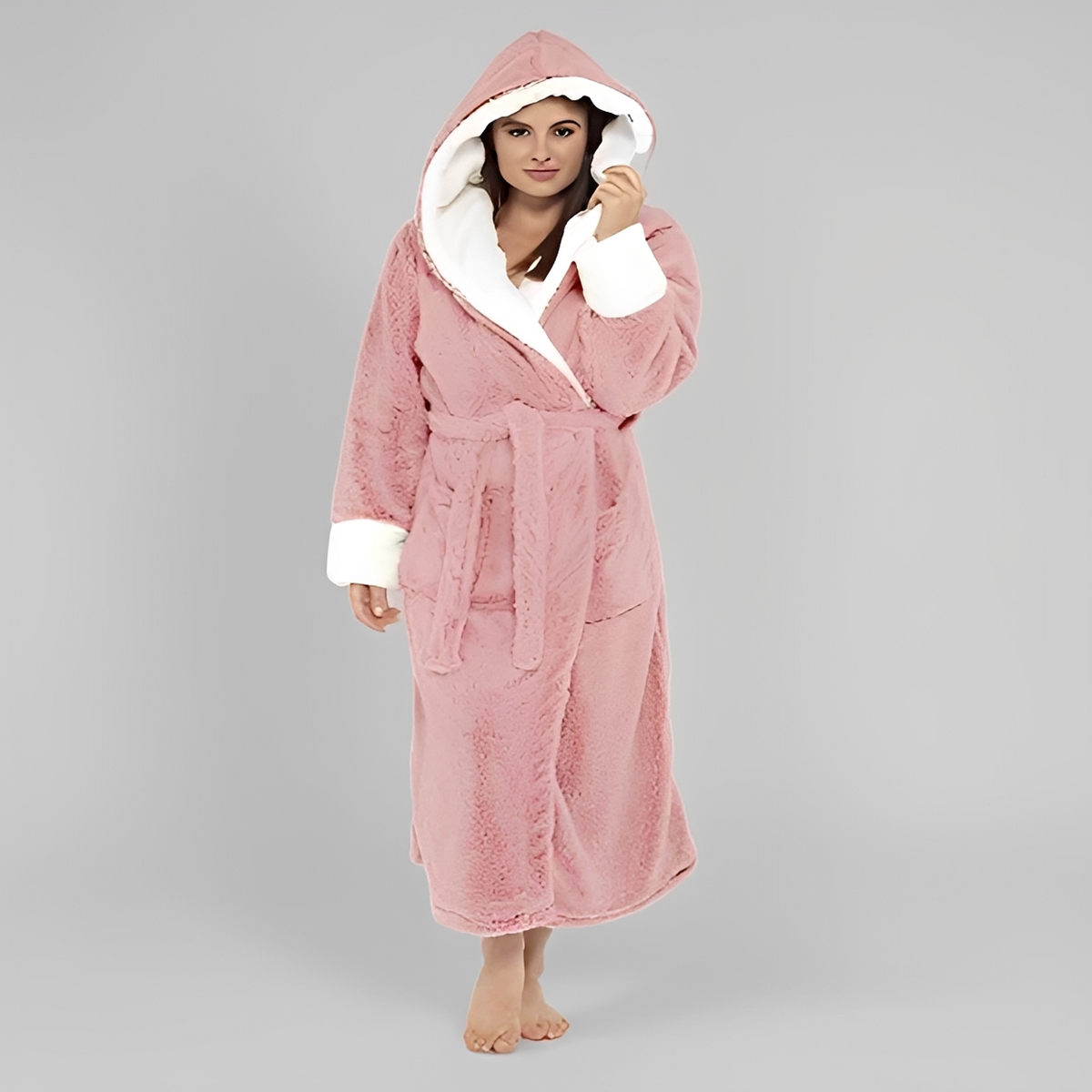 Carleta - Miękki i elegancki szlafrok z kapturem