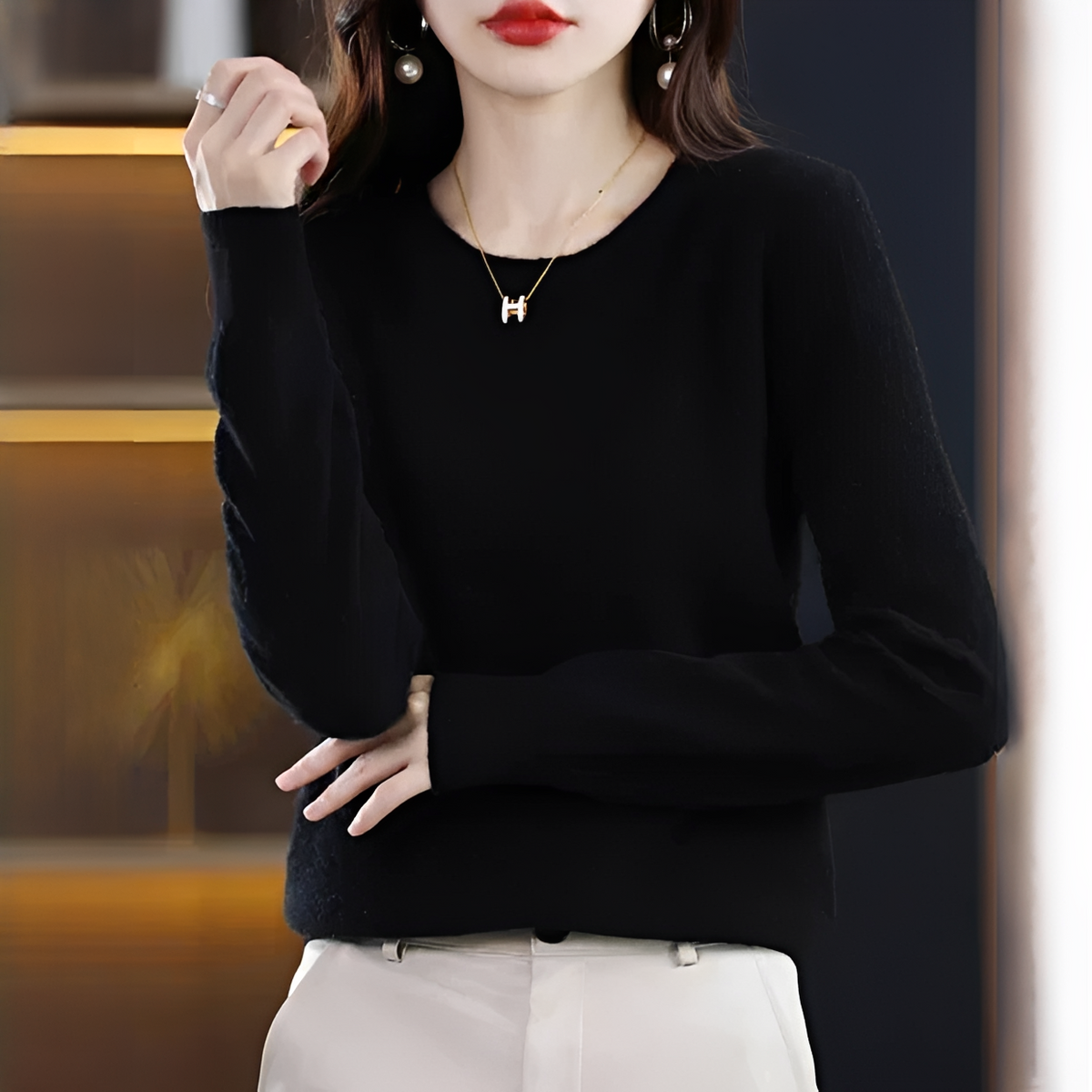 Shynna - Elegancki i miękki sweter z okrągłym dekoltem