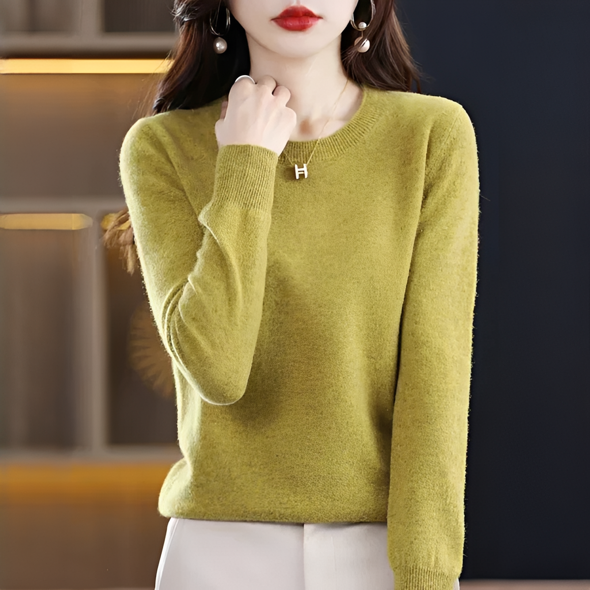 Shynna - Elegancki i miękki sweter z okrągłym dekoltem