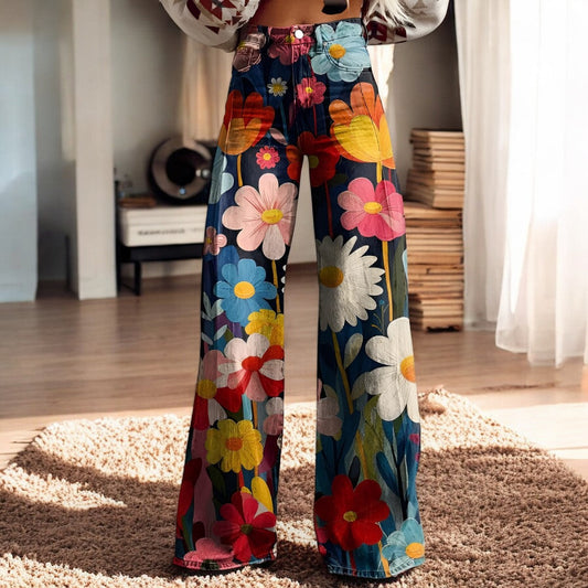 Hannah – Wide Trousers with Flowers