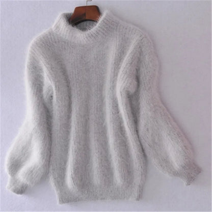 Brenda – Vintage Sweter w Stylu Angora