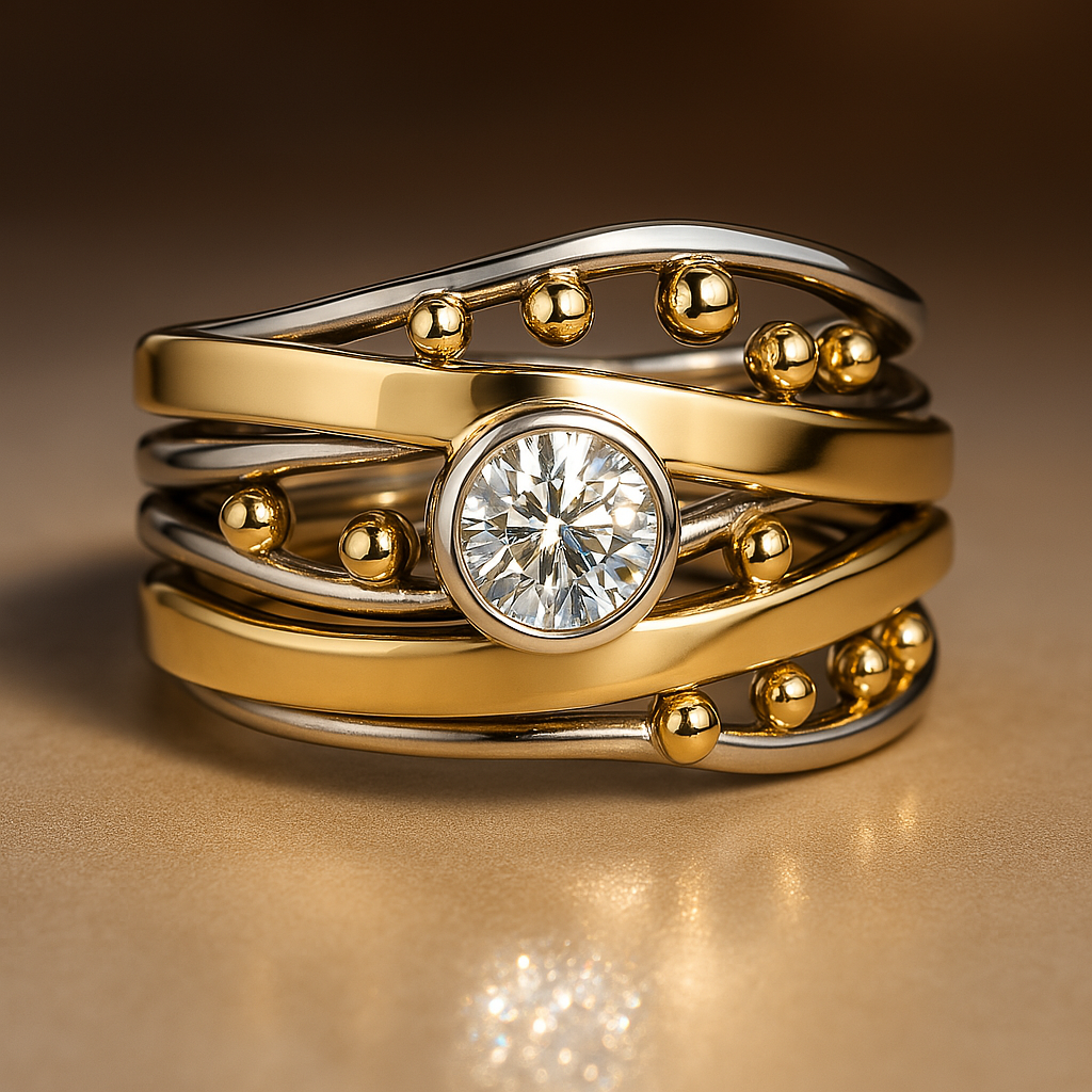 Dalia – Vintage Pierścionek z Błyszczącym Detalem