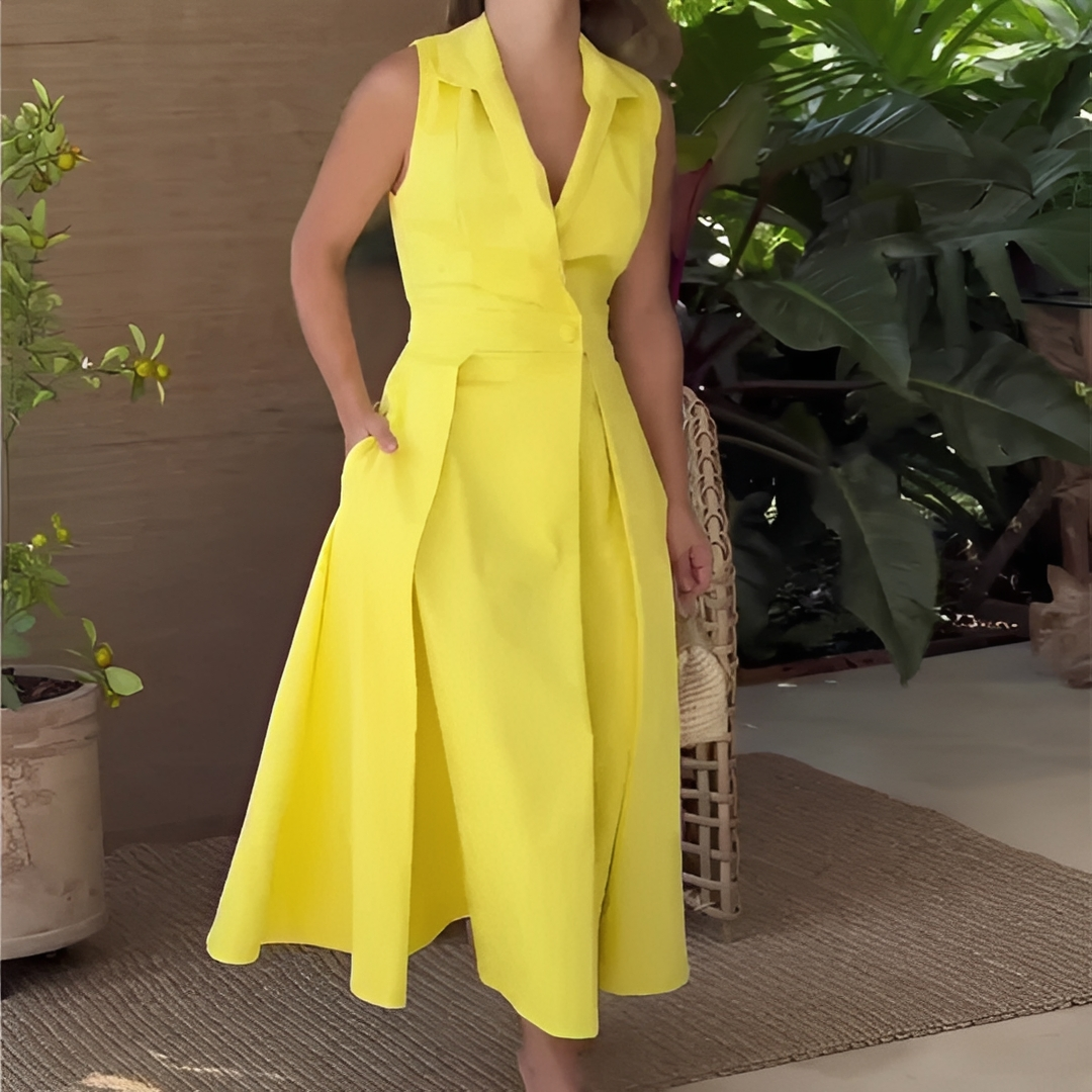 Diola - Elegancka sukienka z dekoltem V dla kobiet