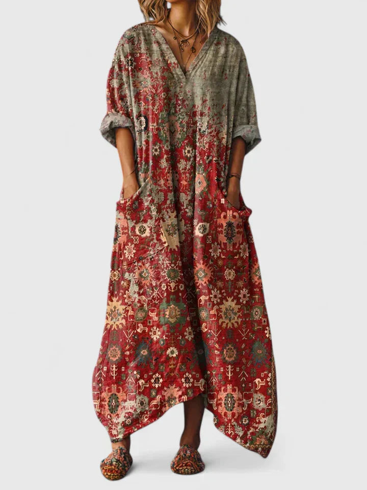 Althea – Sukienka Boho Haftowana o Luźnym Kroju
