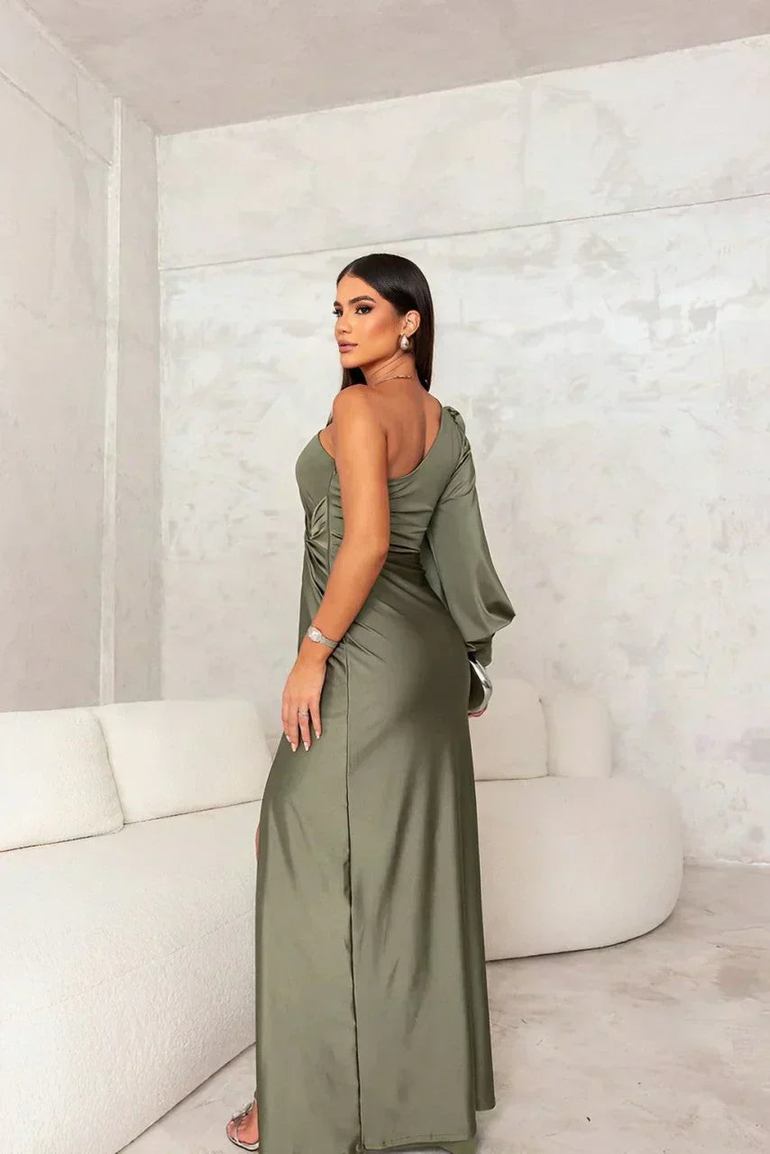 Melyssa – Elegancka Sukienka Wieczorowa z Odkrytym Ramieniem