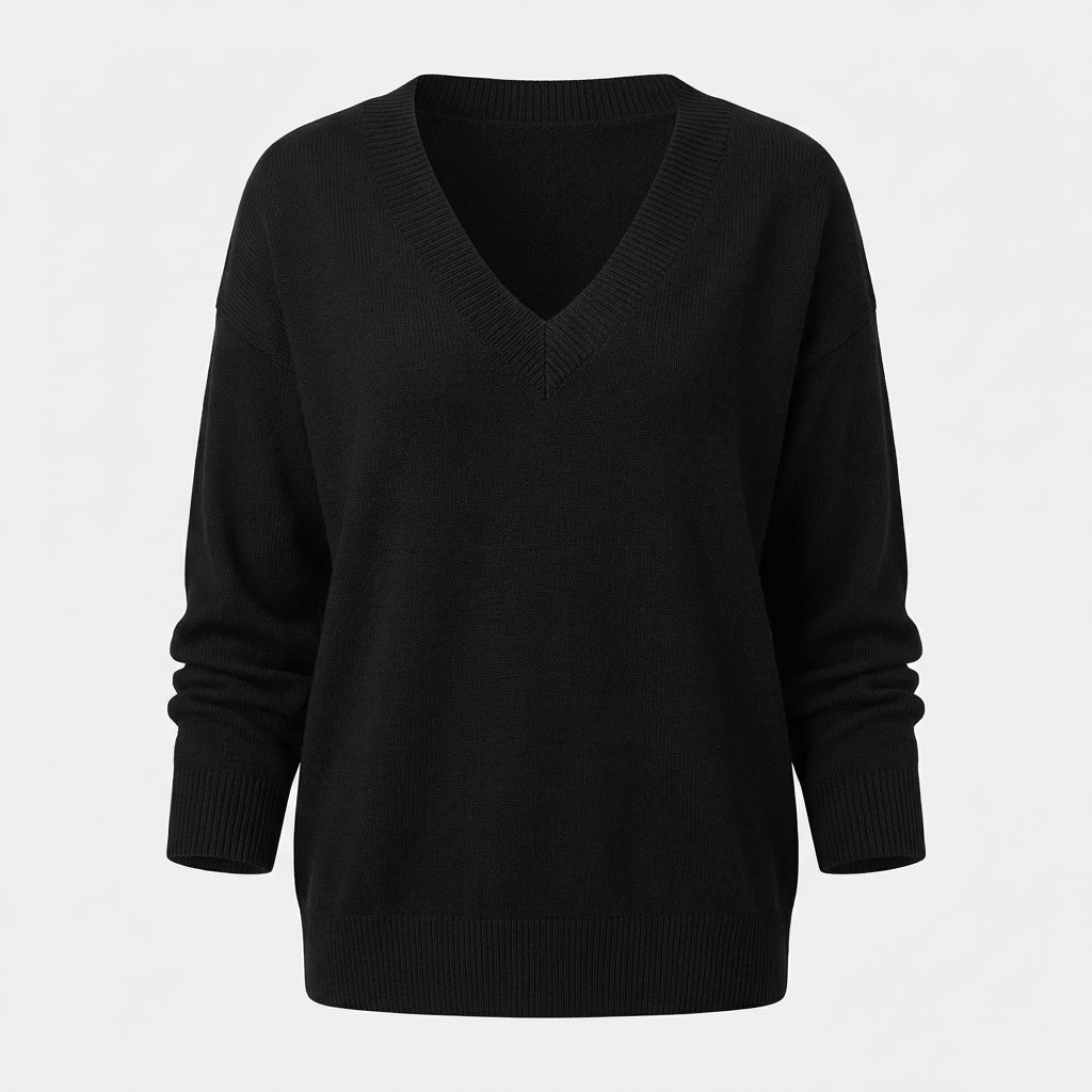 Herbst - Elegancki i ciepły sweter z dekoltem w serek