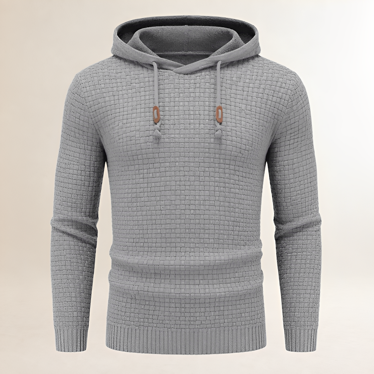 Bluza męska rozpinana bez ZIPu, pull-over z fakturą kosza, kapurtka z regulowanym ściągaczem