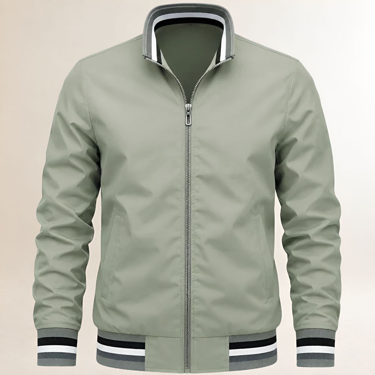Dapper Jacket mężczyźni bomber zamek błyskawiczny kołnierz stojący regulowane mankiety i dół