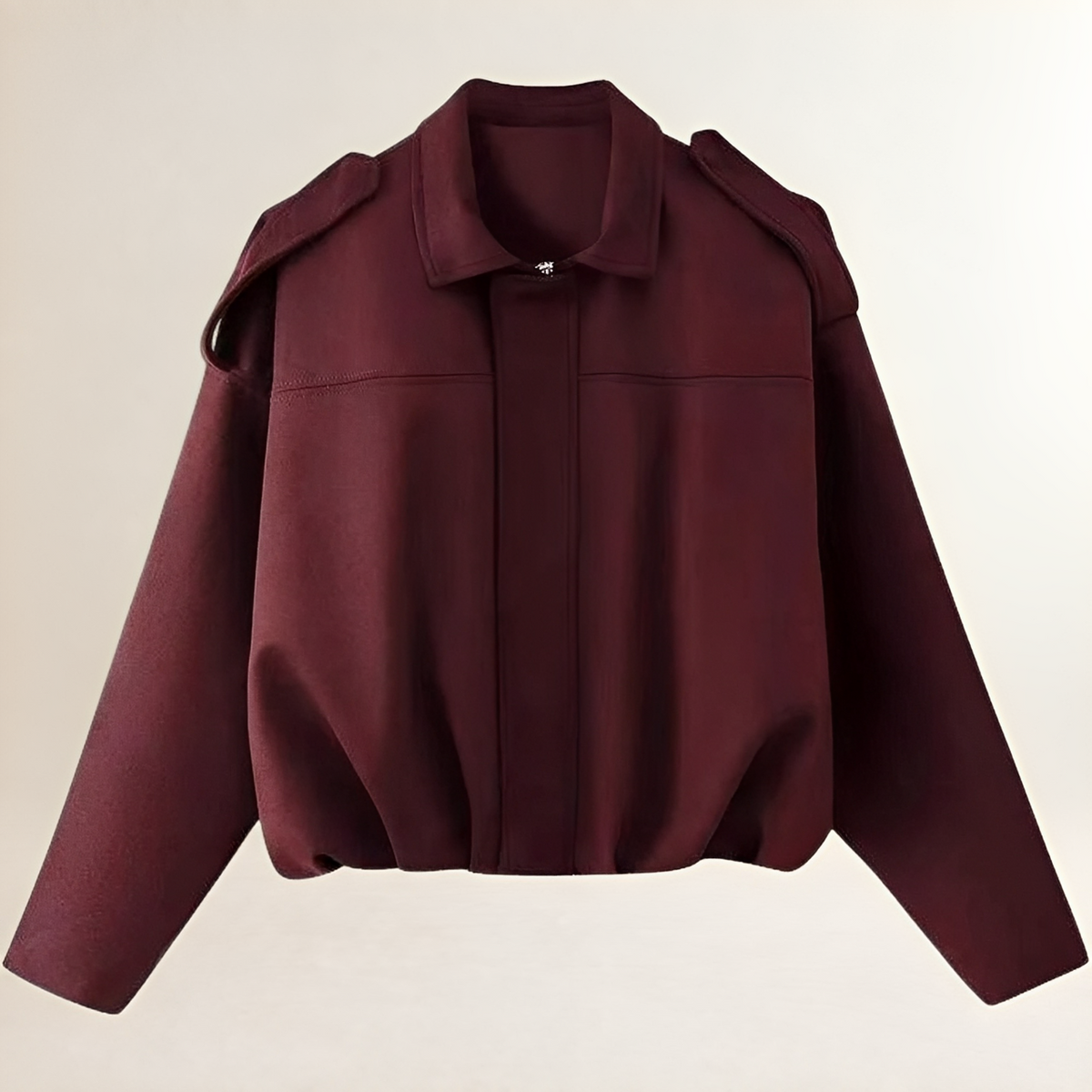 Kobieta Bomberka Cropped Boxy – epaulette ramiona, wykończony marszczeniami dół