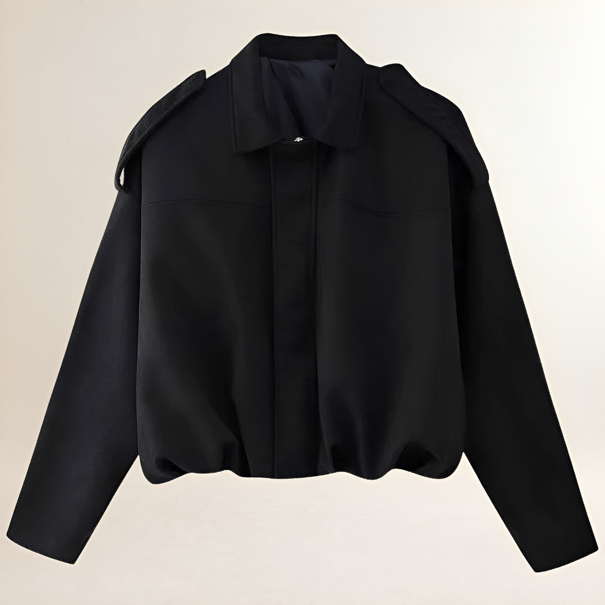 Kobieta Bomberka Cropped Boxy – epaulette ramiona, wykończony marszczeniami dół