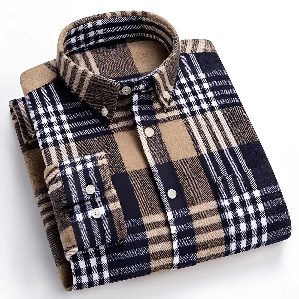 Koszula męska z kołnierzykiem button-down i wzorem w kratę, luźny krój