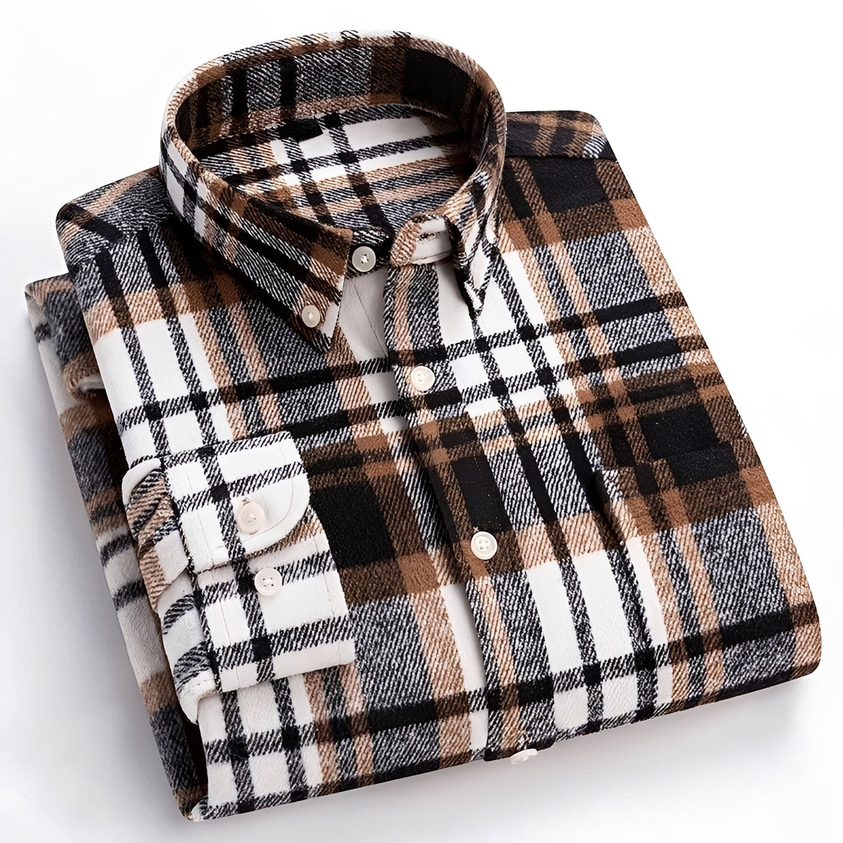 Koszula męska z kołnierzykiem button-down i wzorem w kratę, luźny krój