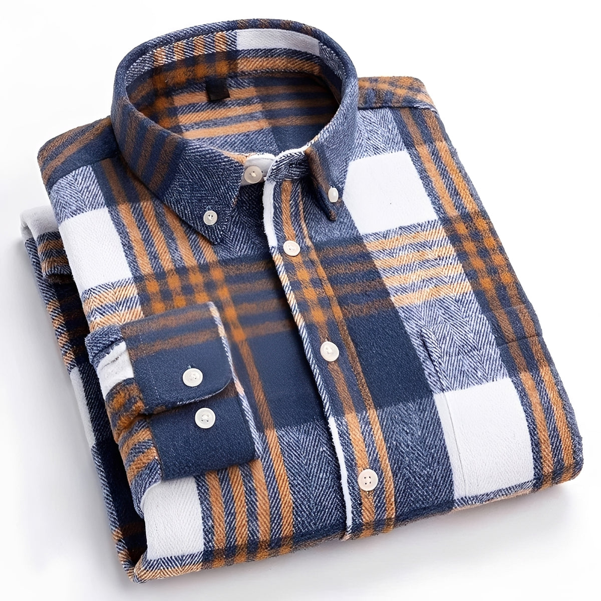Koszula męska z kołnierzykiem button-down i wzorem w kratę, luźny krój