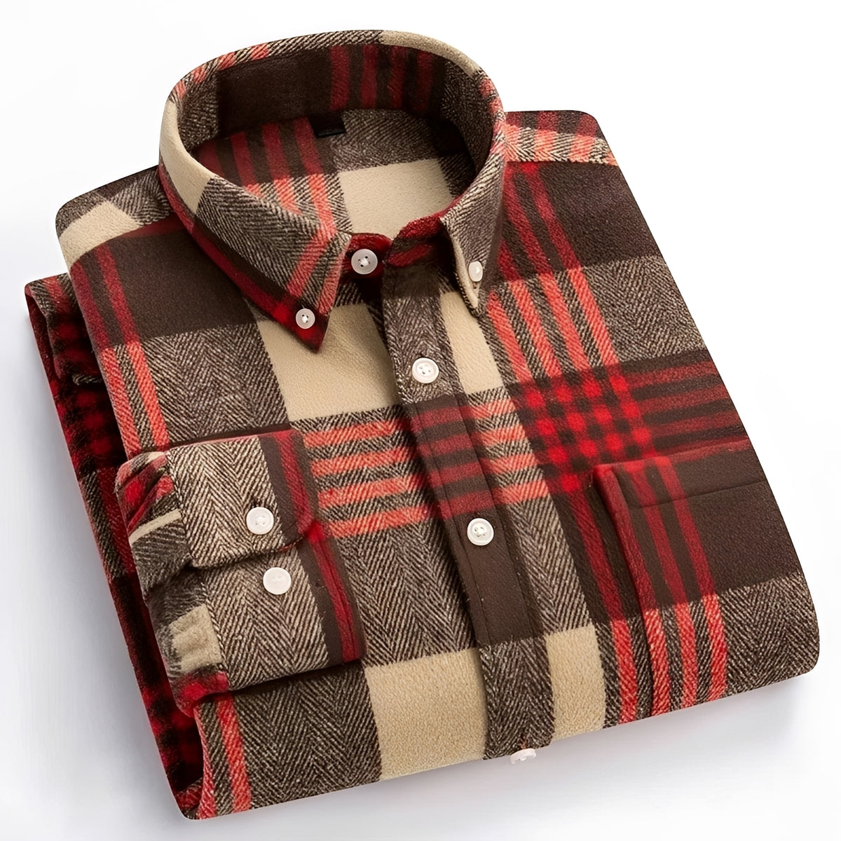 Koszula męska z kołnierzykiem button-down i wzorem w kratę, luźny krój