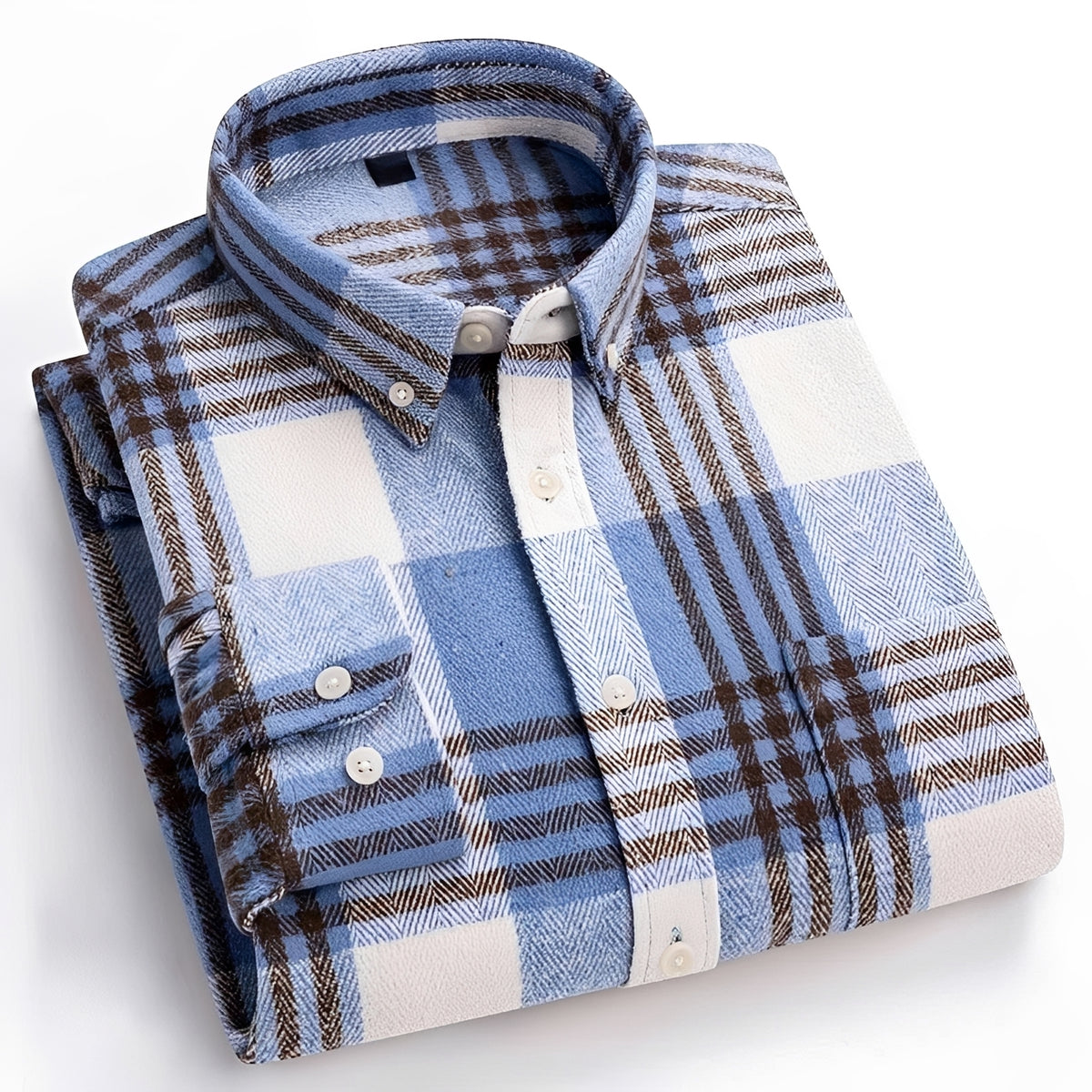 Koszula męska z kołnierzykiem button-down i wzorem w kratę, luźny krój