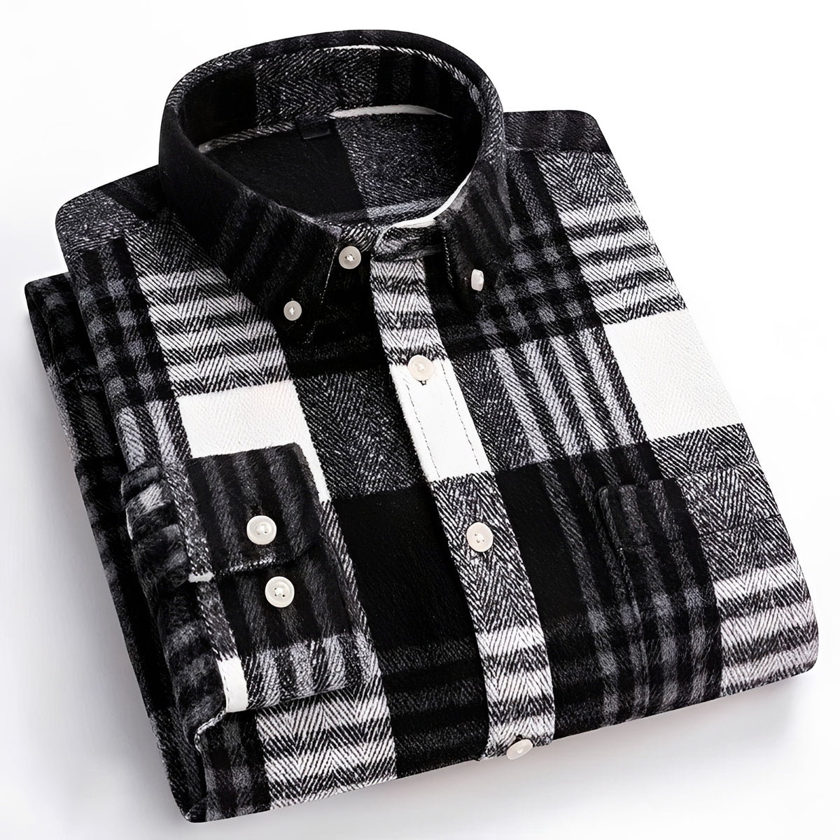 Koszula męska z kołnierzykiem button-down i wzorem w kratę, luźny krój