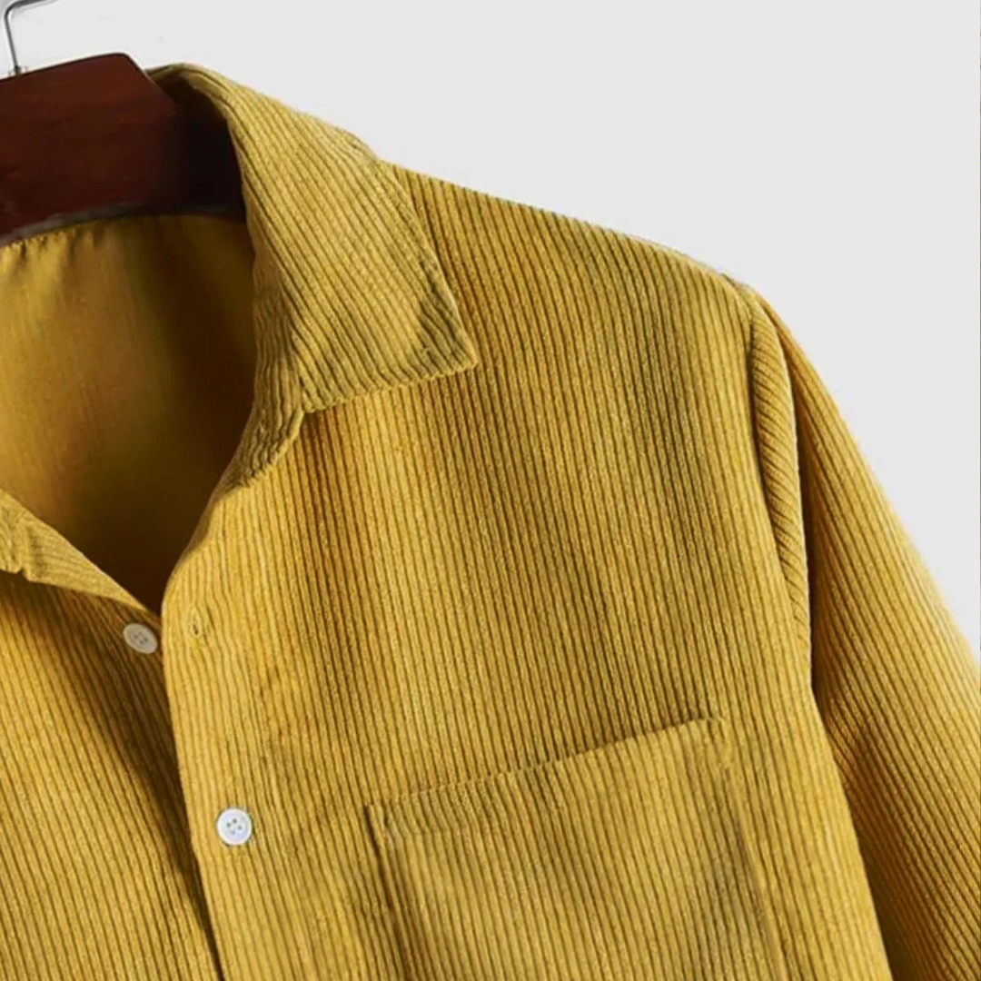 Mężczyźni Koszula longsleeve popover z kołnierzem punktowym i kieszenią na klatce piersiowej - luźny fason