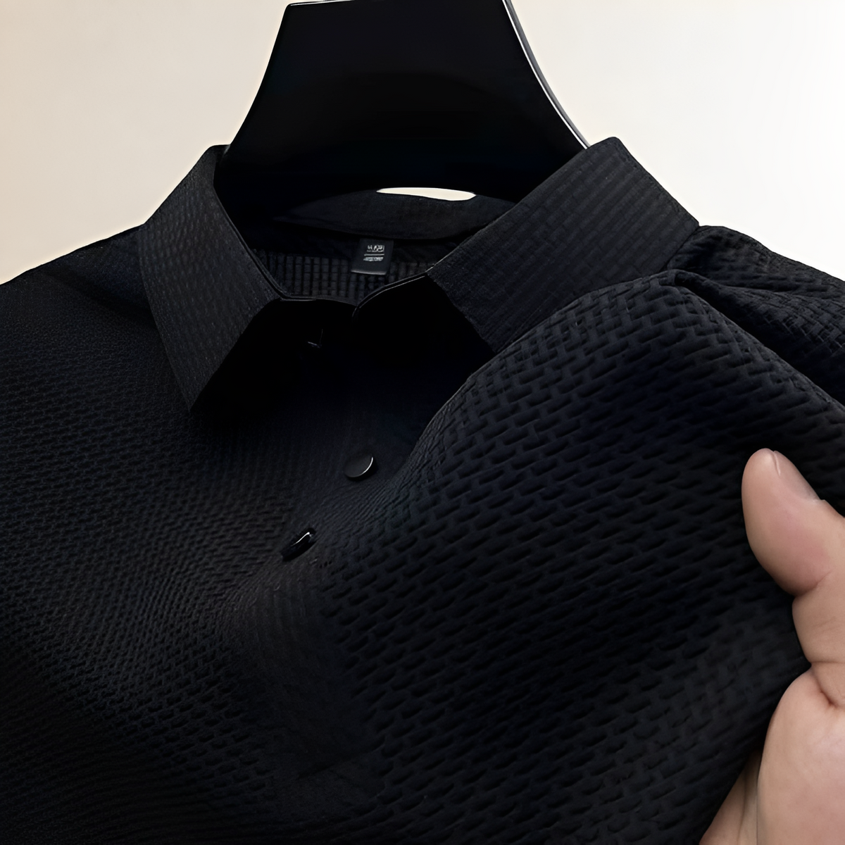 Mężczyzna Polo krótki rękaw Textured Basket-Weave - klasyczny krój