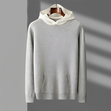 Męska bluza hoodie z guzikami i kontrastowym kołnierzem - regular fit