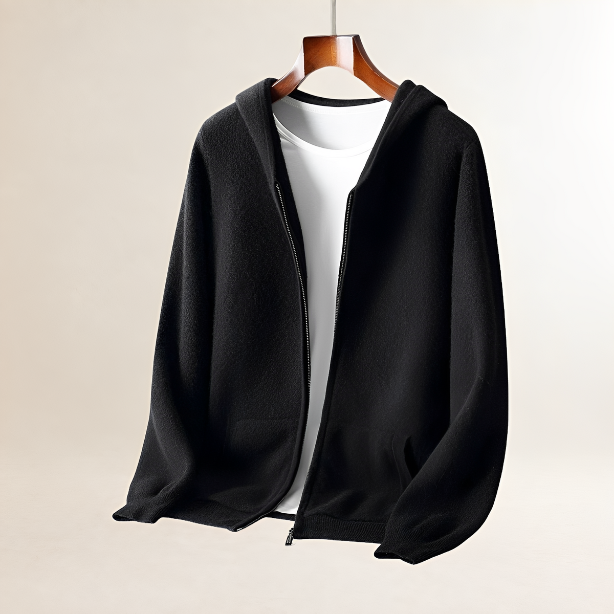 Męska bluza zip z teksturą i kieszeniami - relaxed fit, pełny zamek