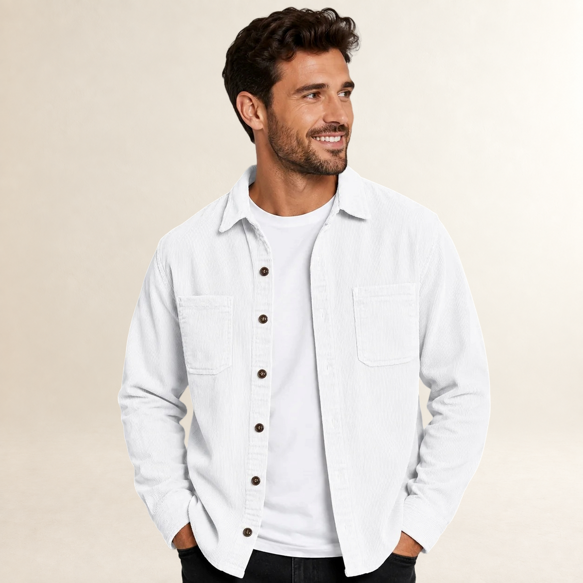 Męska koszula overshirt z klapami i zapięciem na guziki - regularny krój