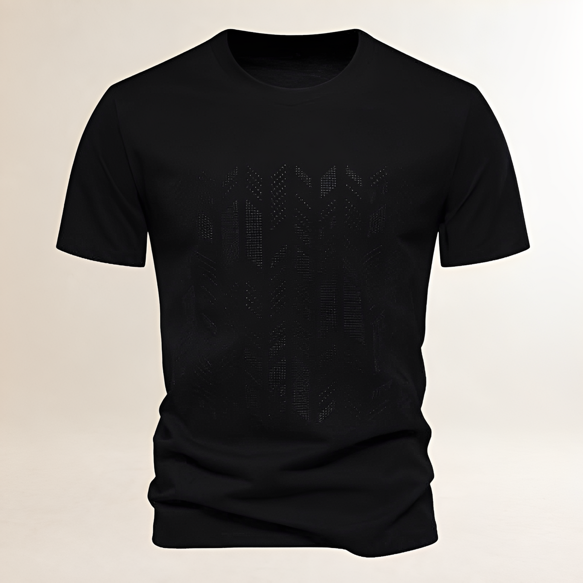 Męska koszulka T-Shirt Crew Neck z geometrycznym naszywką na klatce piersiowej - regularny krój