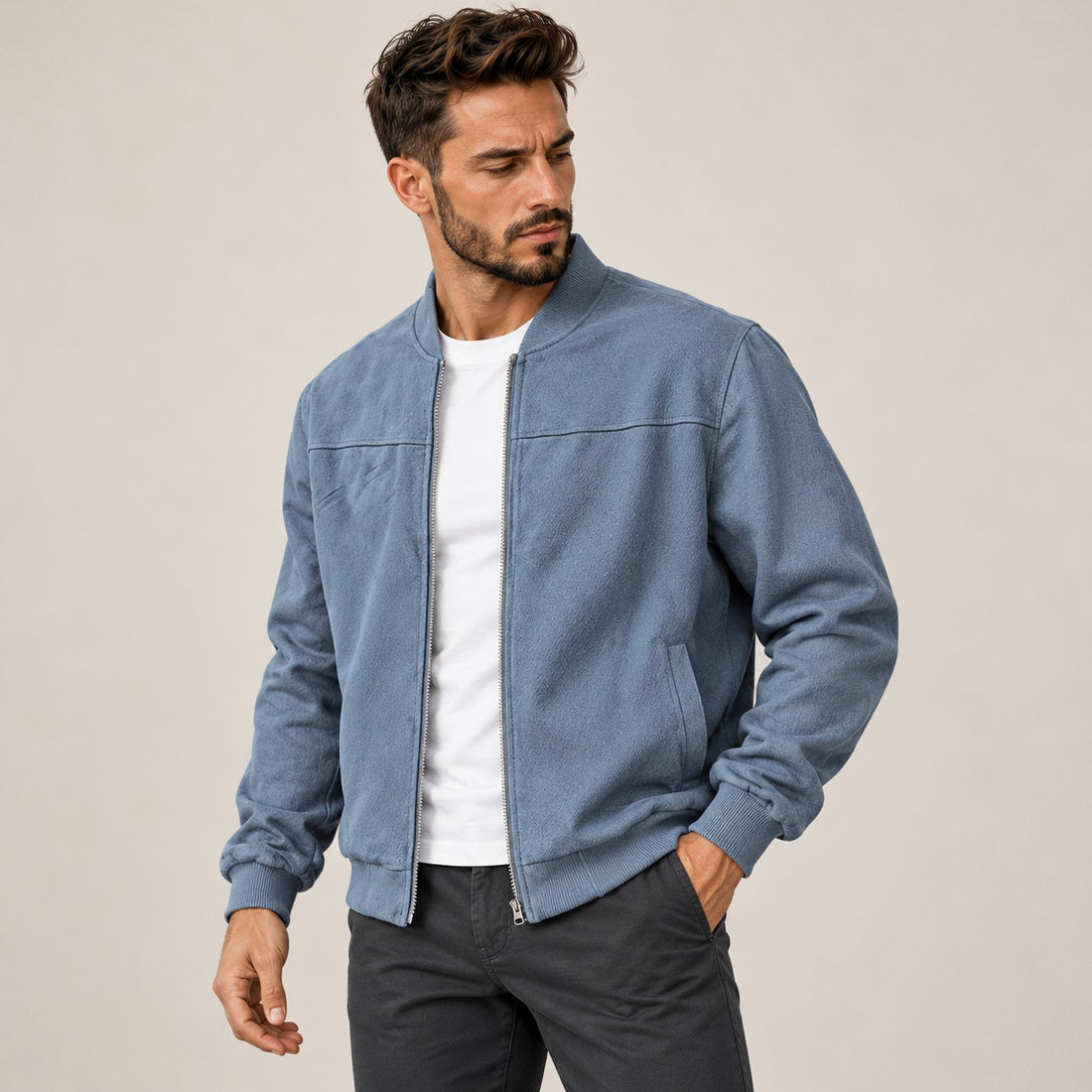 Męska kurtka bomberka z zamkiem slim fit casual