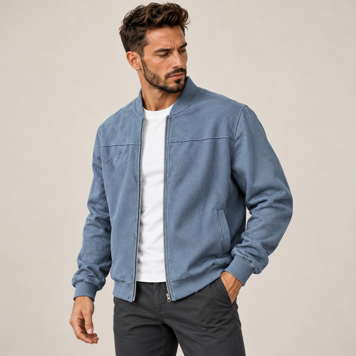 Męska kurtka bomberka z zamkiem slim fit casual