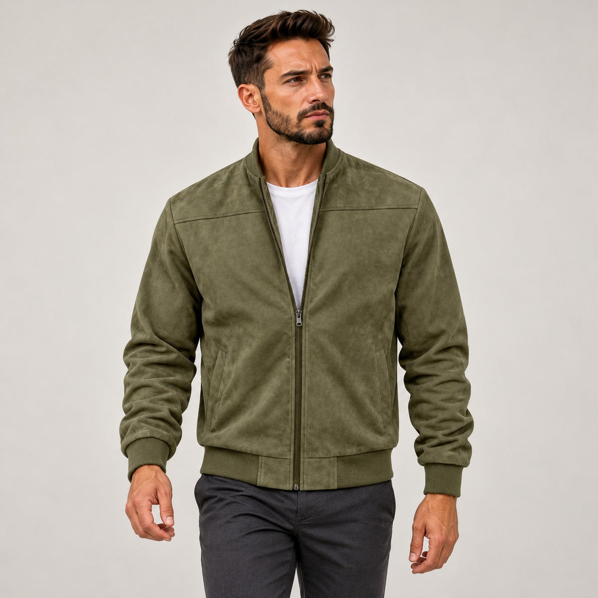 Męska kurtka bomberka z zamkiem slim fit casual