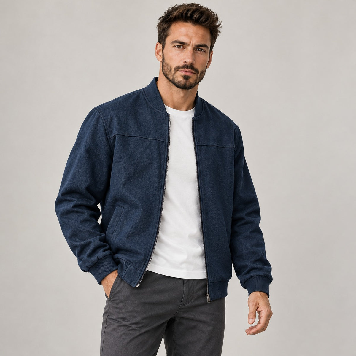 Męska kurtka bomberka z zamkiem slim fit casual