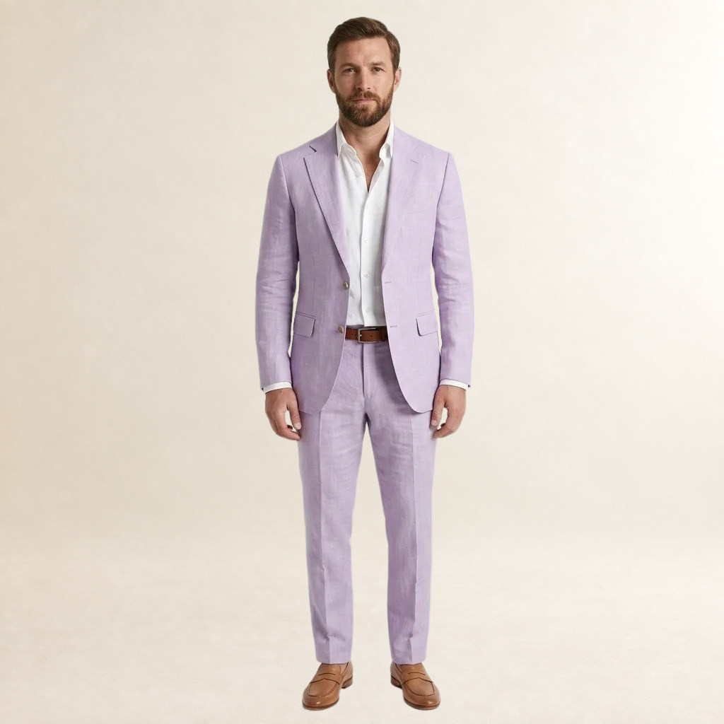 Męski garnitur slim fit - dopasowany żakiet z klapami i spodnie