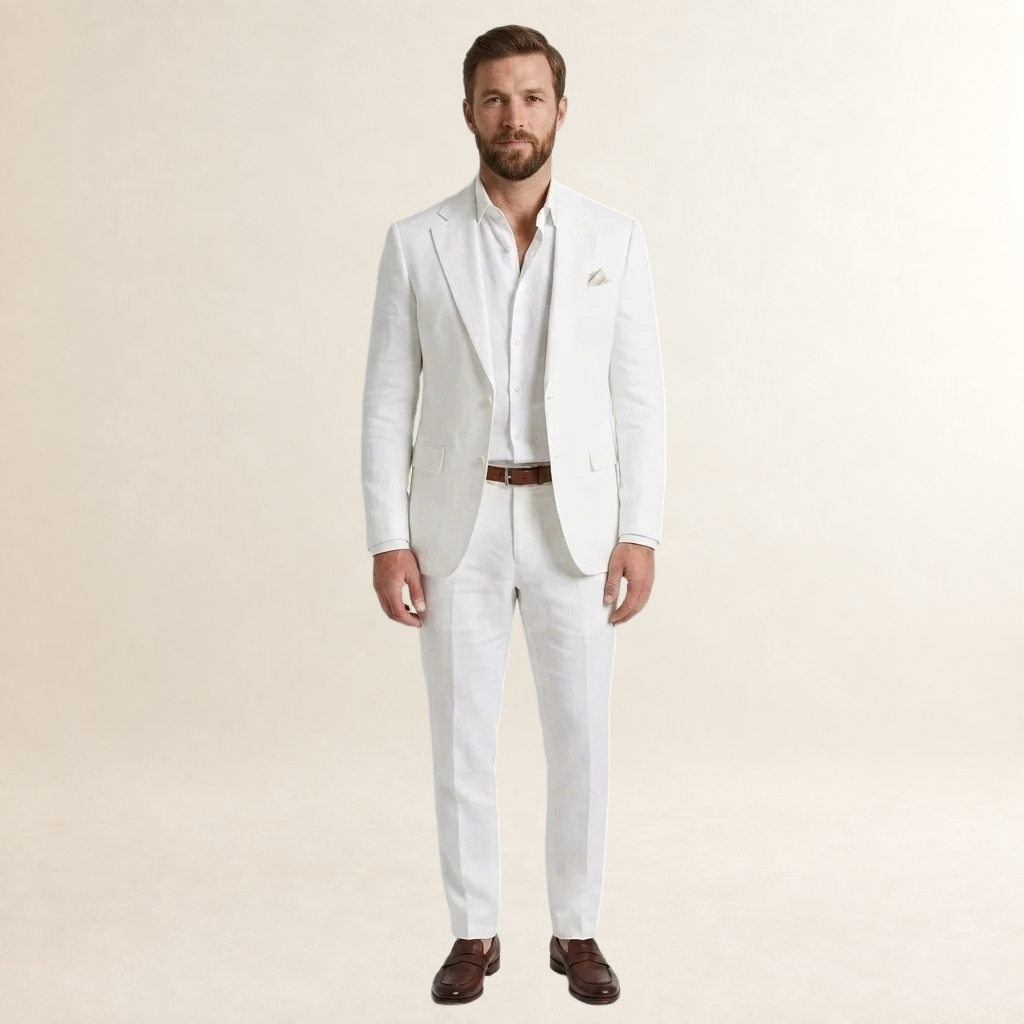Męski garnitur slim fit - dopasowany żakiet z klapami i spodnie