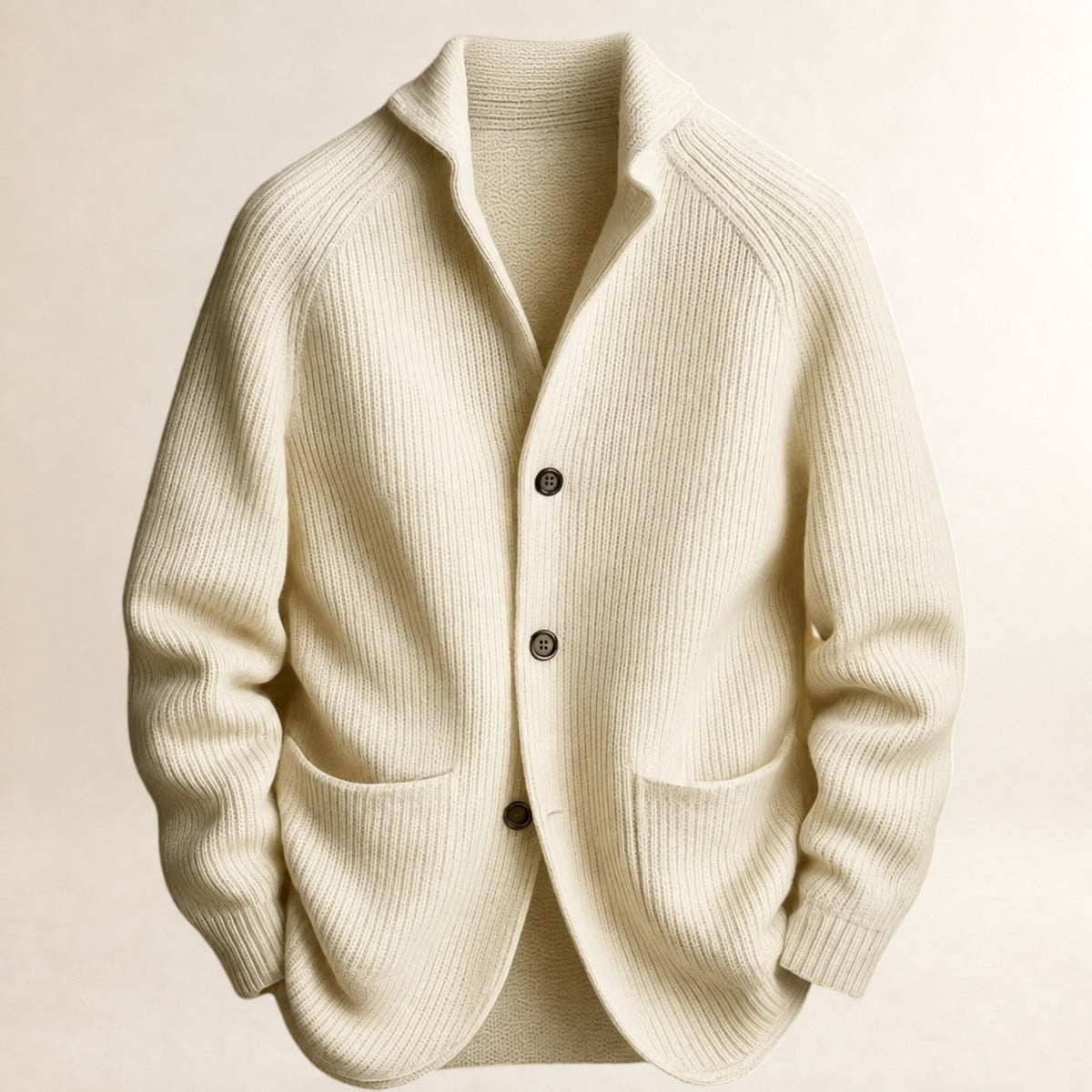 Męski sweter cardigan zapinany na guziki Shawl-krój Raglanowe rękawy Kieszenie patchowe - dopasowany