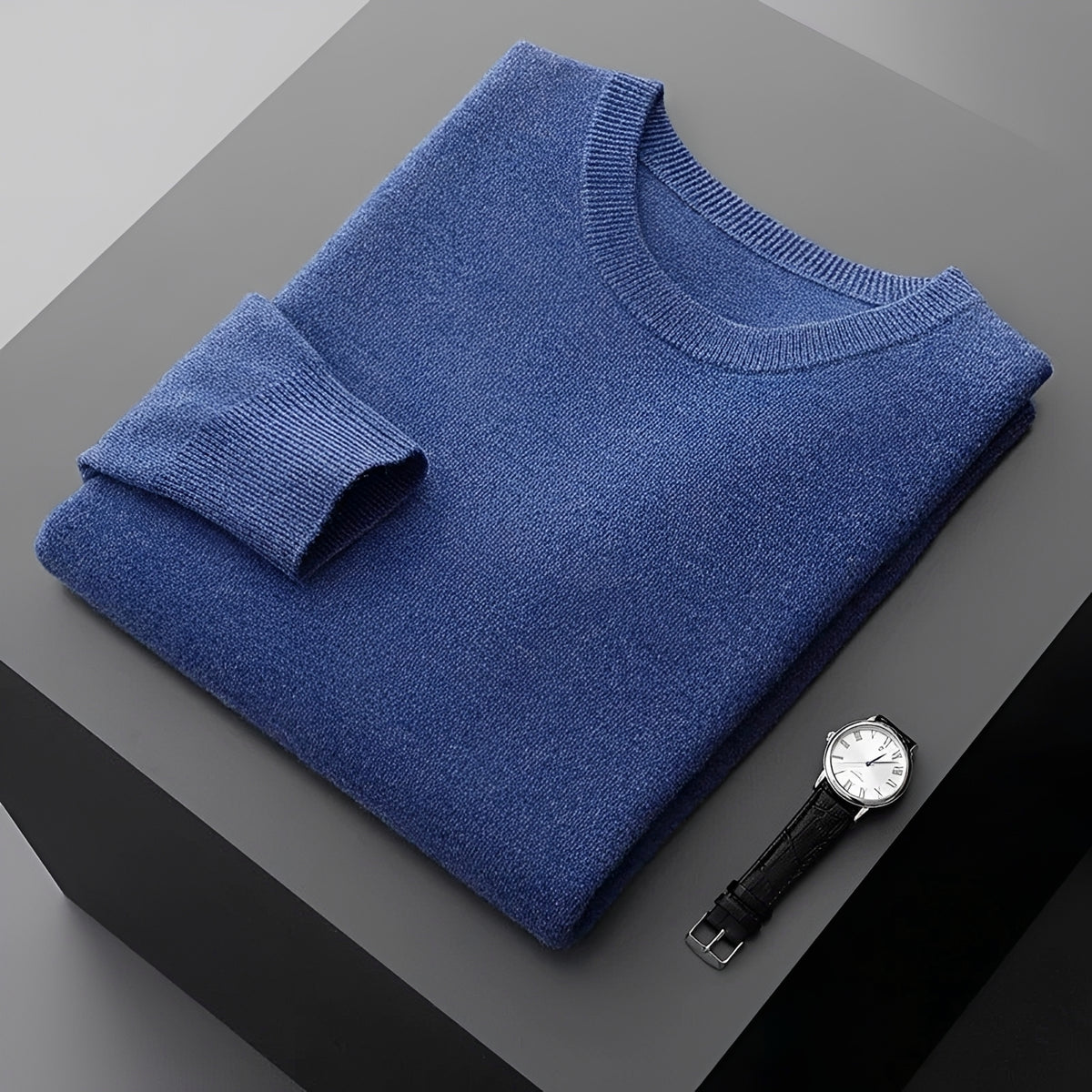Męski sweter pulower z okrągłym dekoltem i długim rękawem, relaxed fit