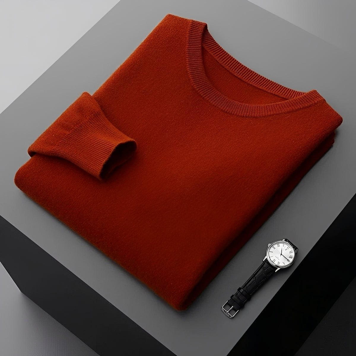Męski sweter pulower z okrągłym dekoltem i długim rękawem, relaxed fit