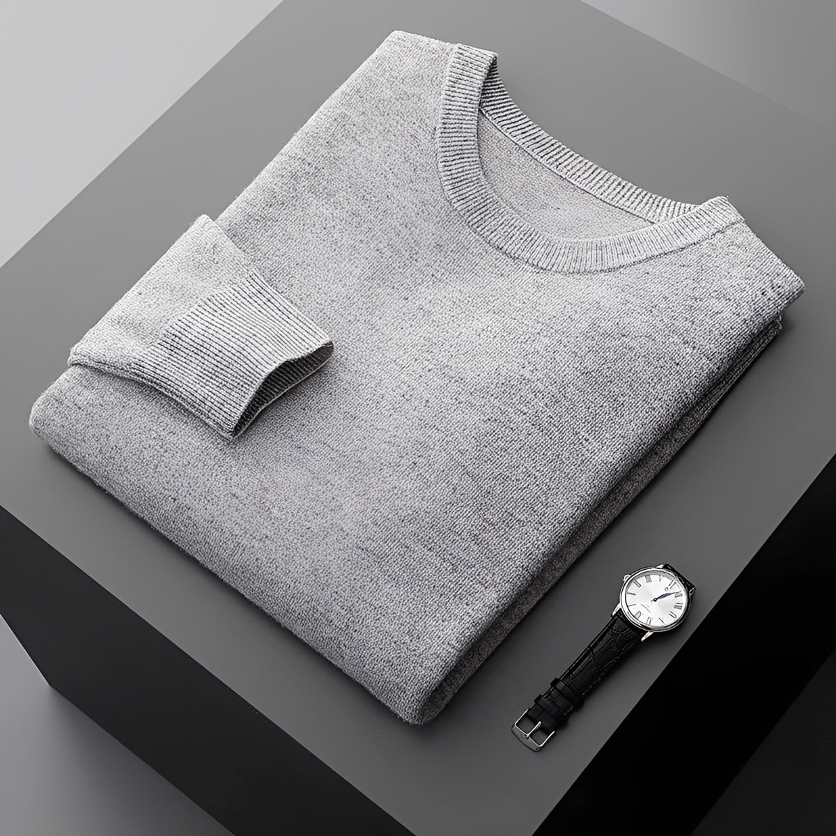 Męski sweter pulower z okrągłym dekoltem i długim rękawem, relaxed fit
