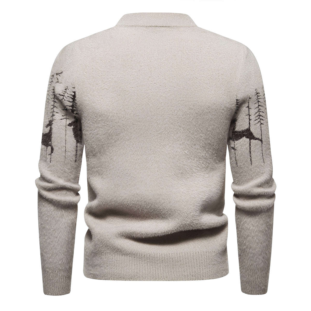 Męski sweter świąteczny z wzorem jelenia i lasu regular fit