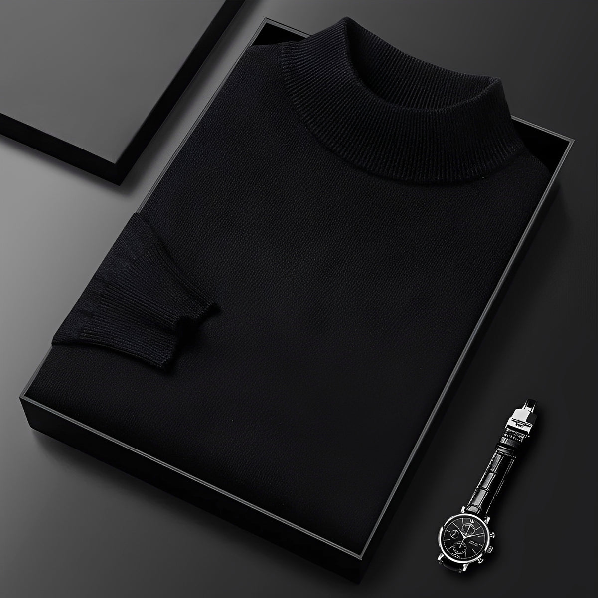 Męski sweter z wysokim kołnierzem, ribbed cuffs i nowoczesnym krojem