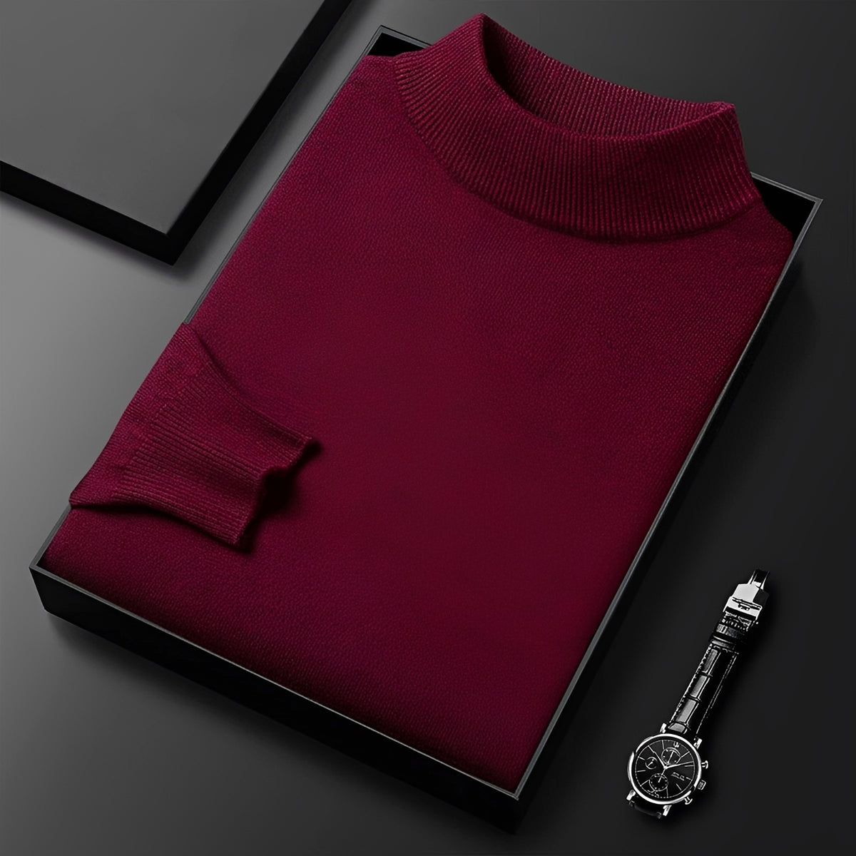 Męski sweter z wysokim kołnierzem, ribbed cuffs i nowoczesnym krojem