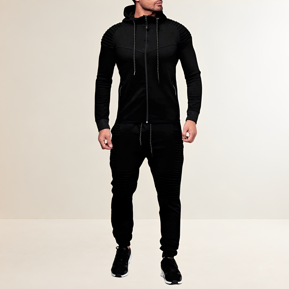 Męski zestaw sportowy z bluzą z zamkiem i joggerami slim fit