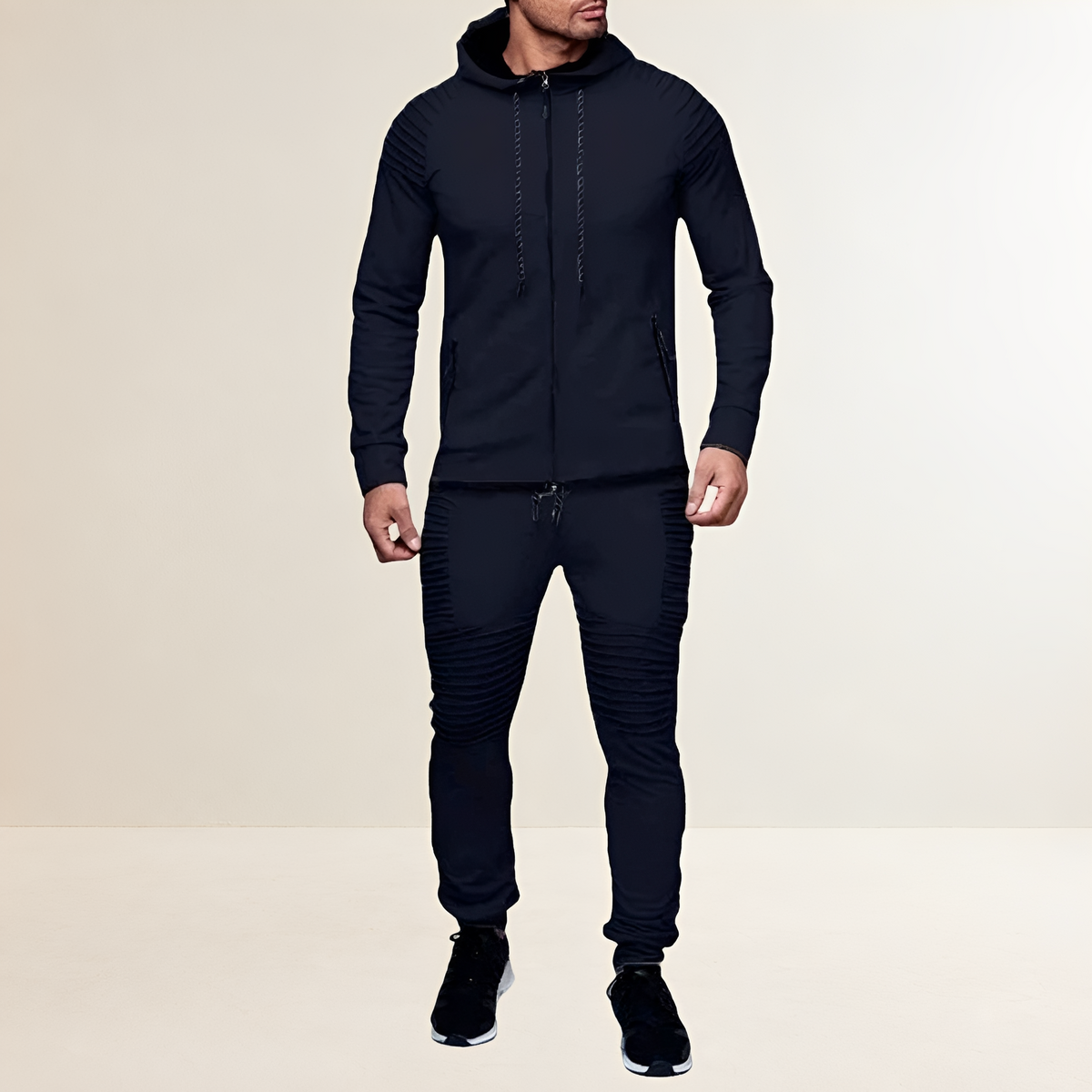 Męski zestaw sportowy z bluzą z zamkiem i joggerami slim fit