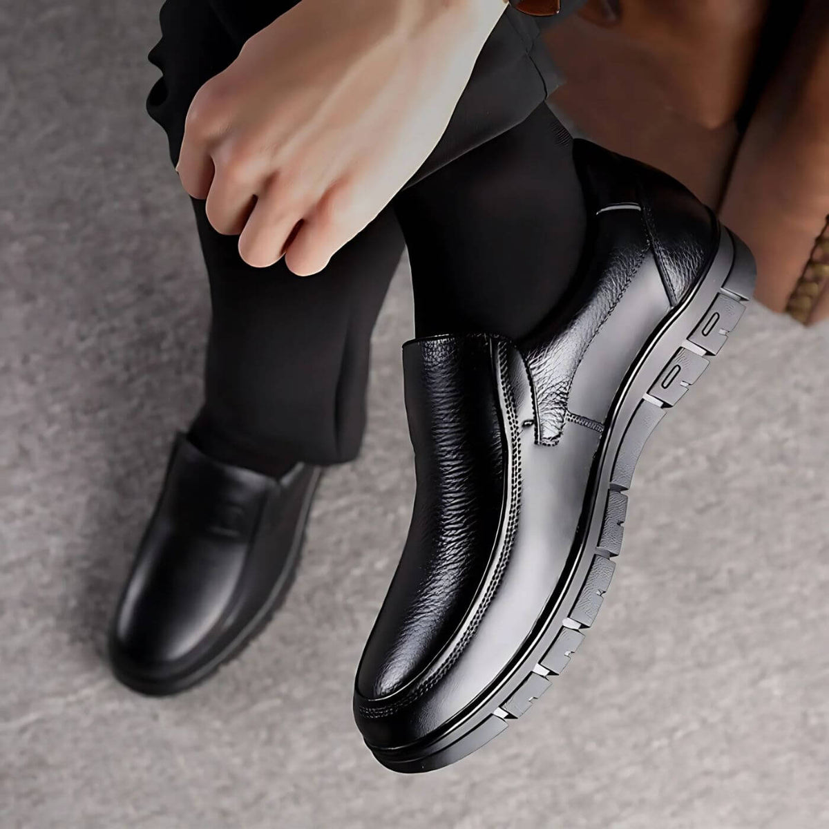Męskie loafersy slip-on o wygodnym kroju i teksturowanej powierzchni